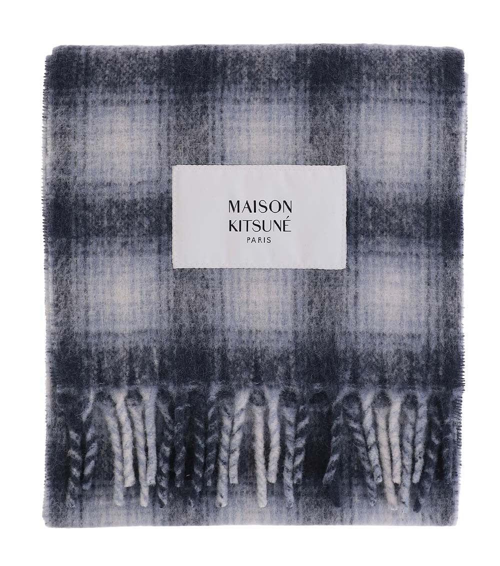 Navy Blue Check Scarf 1