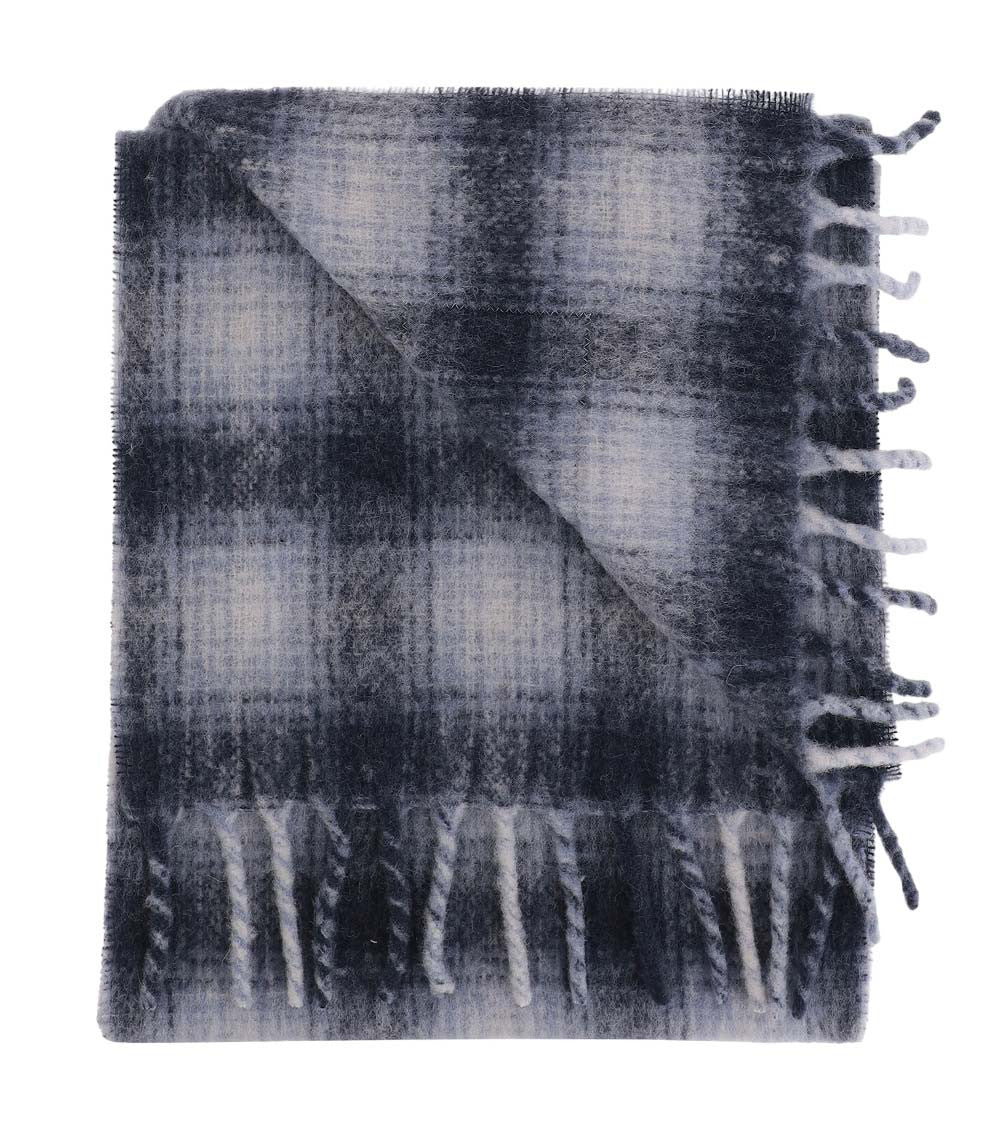 Navy Blue Check Scarf 2