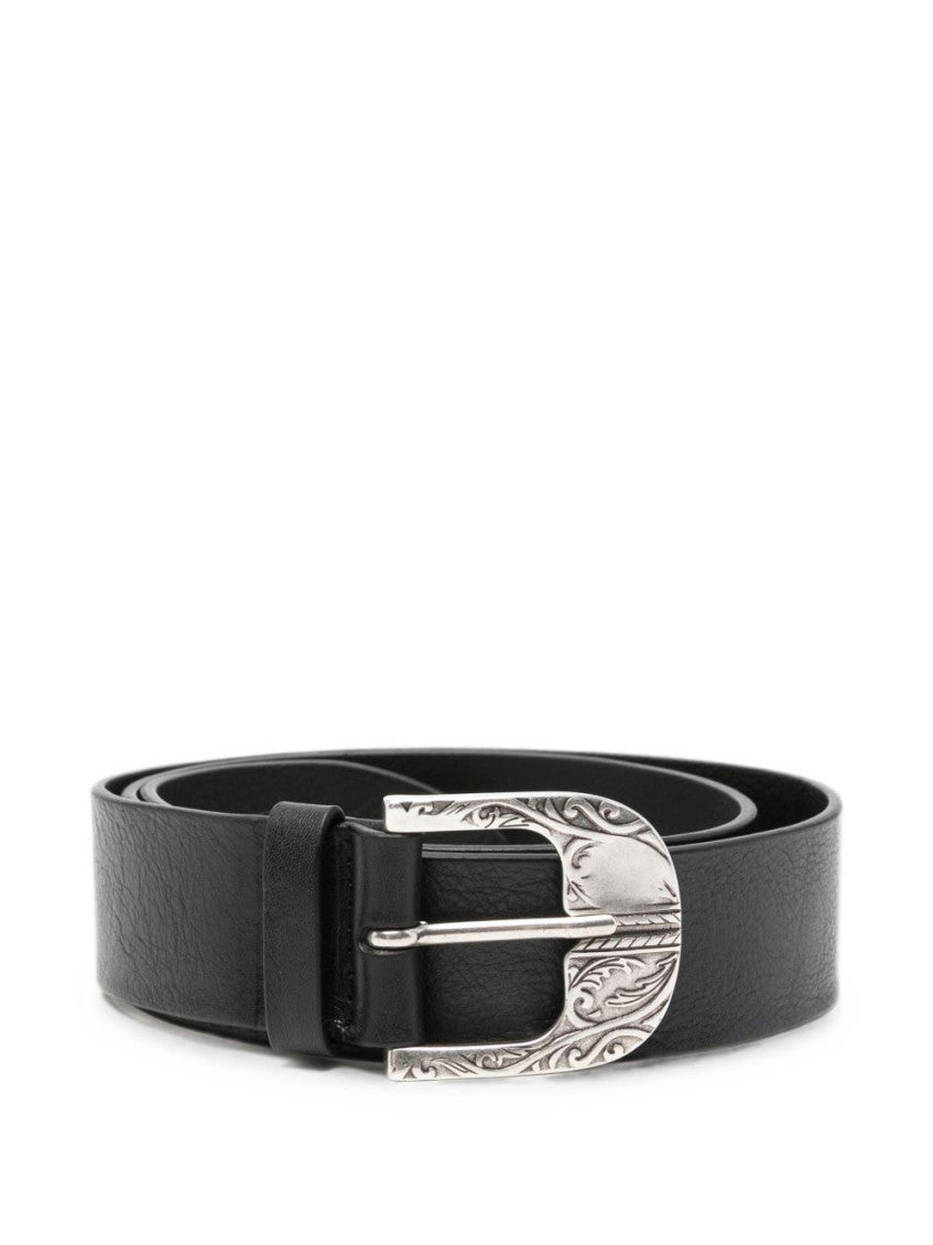 Black Engraved Buckle Belt 1