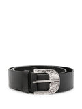 Black Engraved Buckle Belt 1