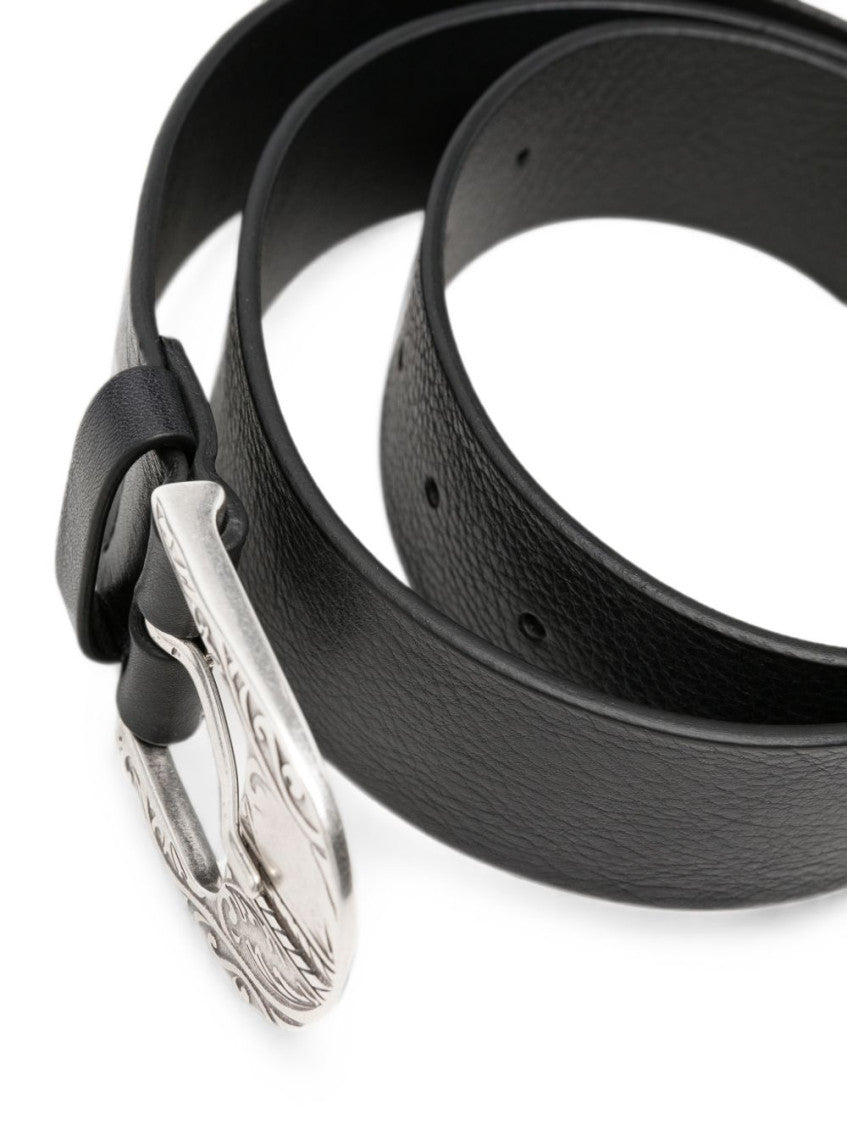 Black Engraved Buckle Belt 2