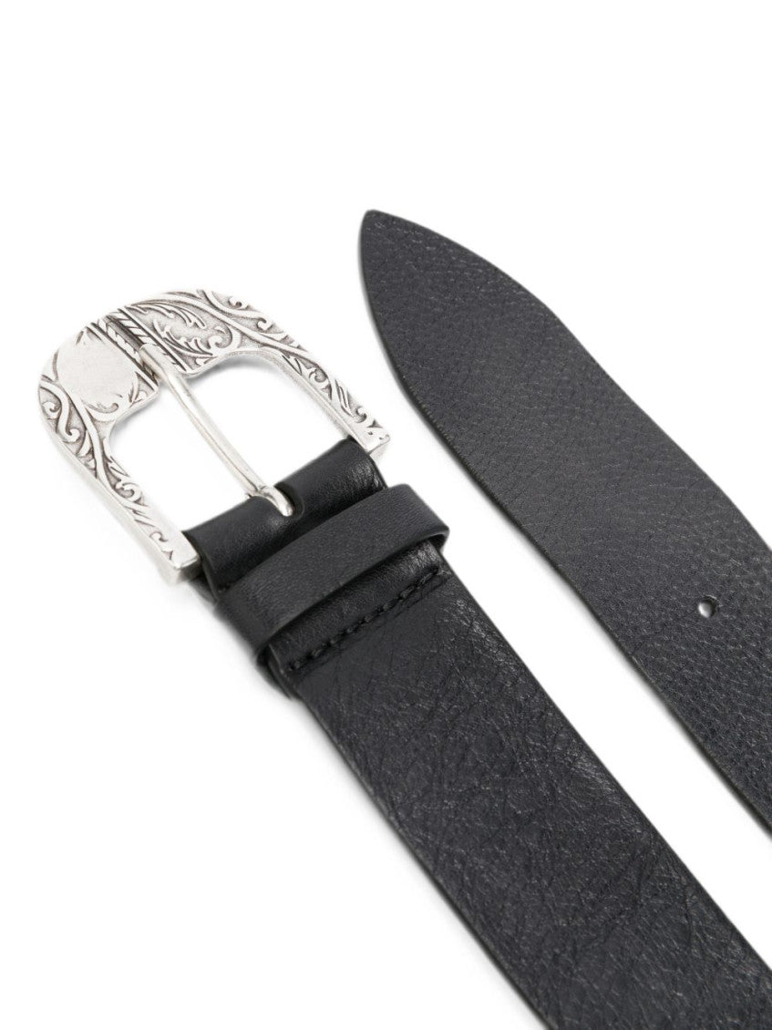 Black Engraved Buckle Belt 3