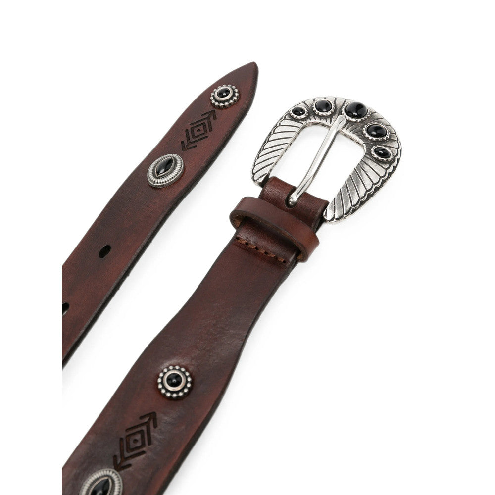 Brown Cabochon Embellished Buckle Belt 3