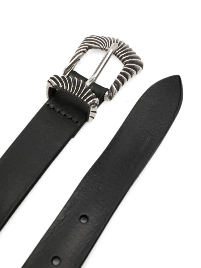 Black Engraved Buckle Belt 2