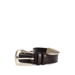Dark Brown Logo Buckle Belt 1