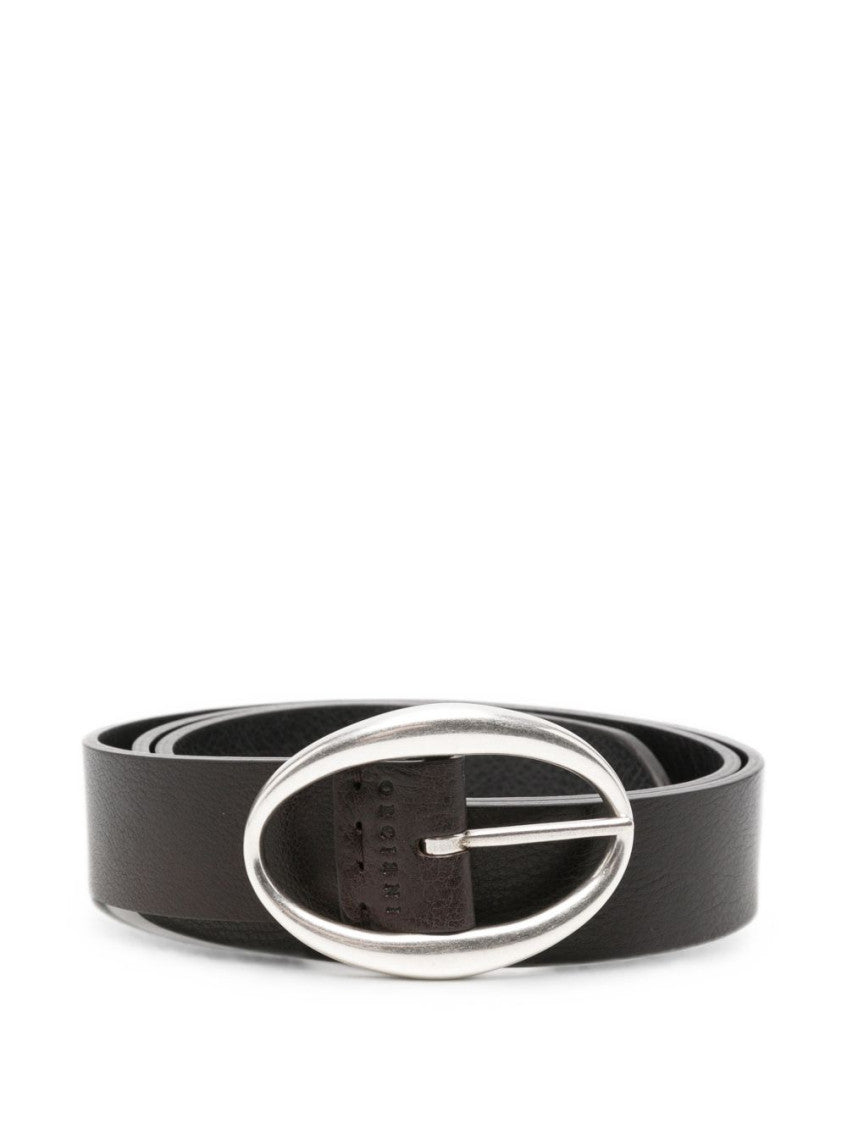 Dark Brown Oval Buckle Belt 1