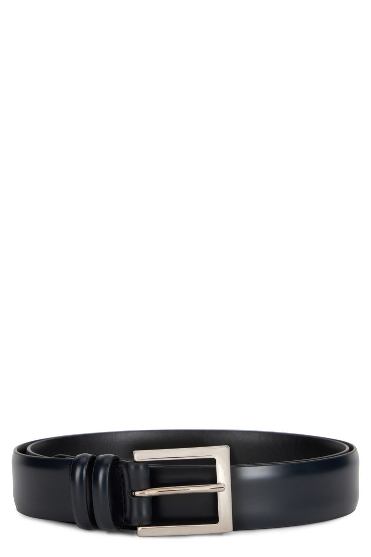 Dark Blue Brushed Leather Belt 1