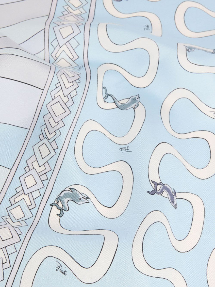Light Blue Abstract Print Scarf 2