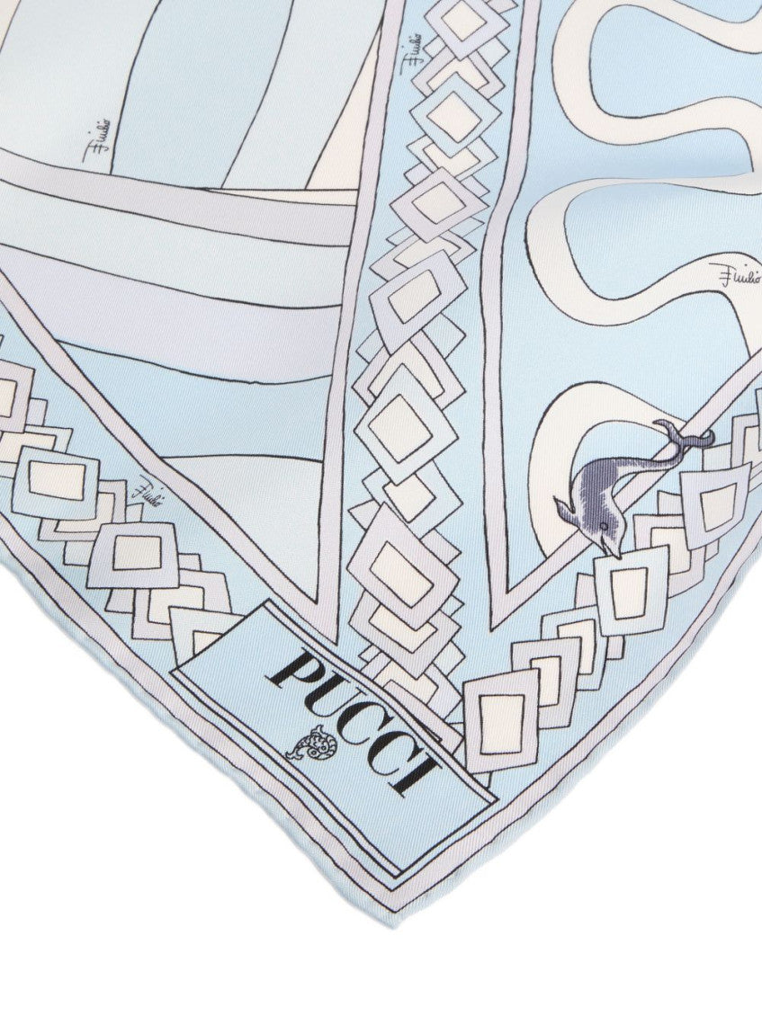 Light Blue Abstract Print Scarf 3