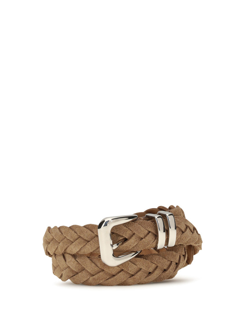 Beige Braided Buckle Belt 2