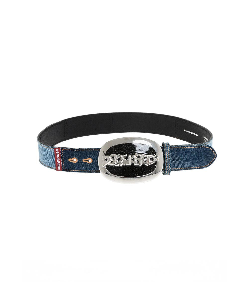 Blue Logo Buckle Belt 1