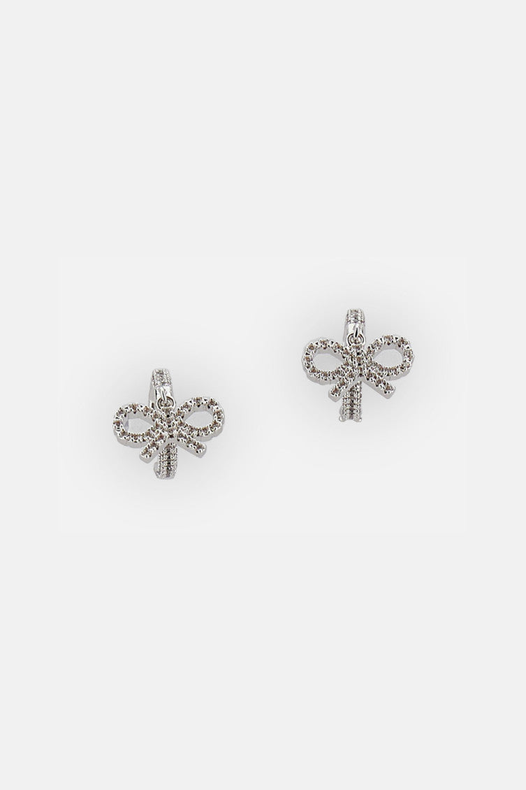 Silver Crystal Bow Earrings 1