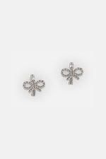 Silver Crystal Bow Earrings 1