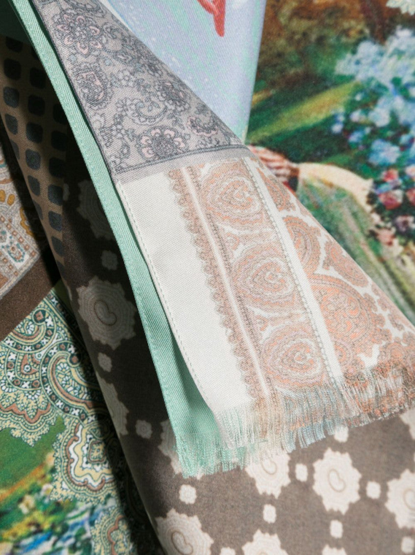 Grey Lago Di Como Printed Scarf 2