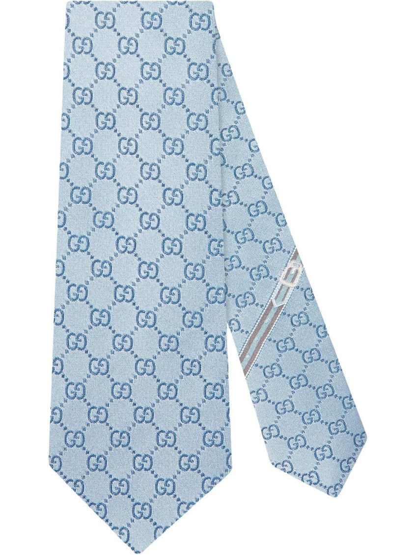 Sky Blue GG Motif Silk Tie 1