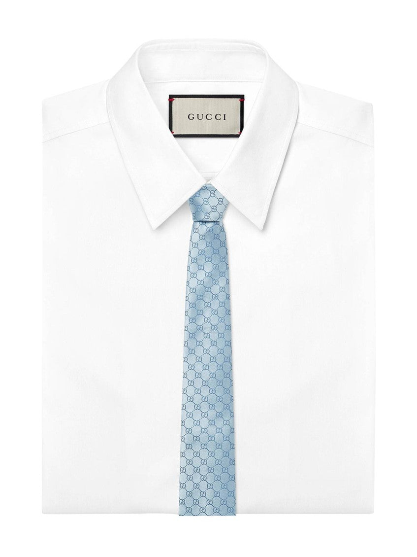 Sky Blue GG Motif Silk Tie 2