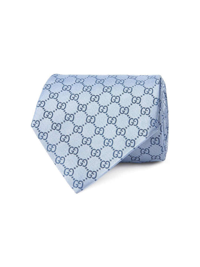 Sky Blue GG Motif Silk Tie 3