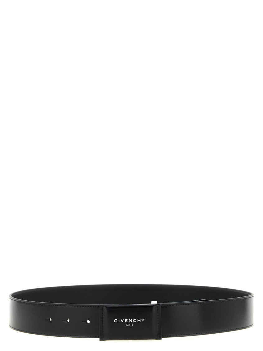 Black 'Antigona' Logo Buckle Solid Belt 1
