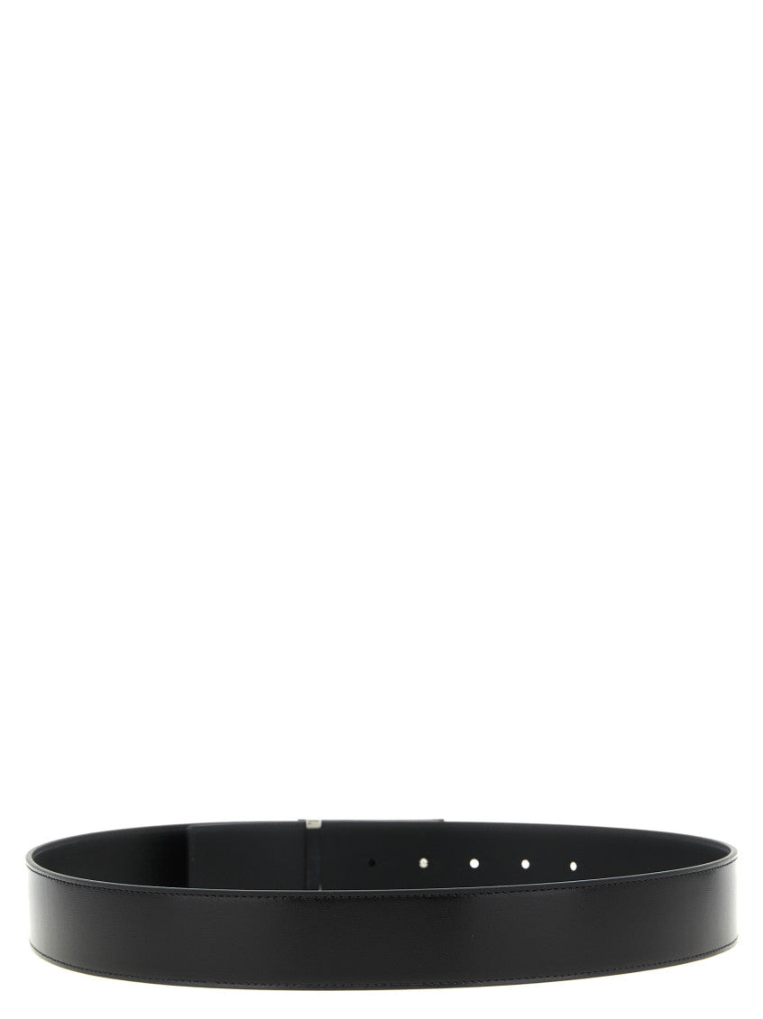 Black 'Antigona' Logo Buckle Solid Belt 2
