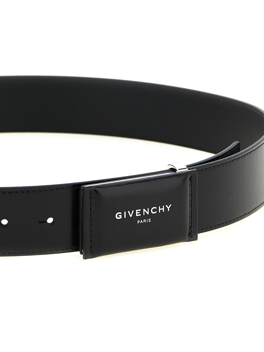 Black 'Antigona' Logo Buckle Solid Belt 3