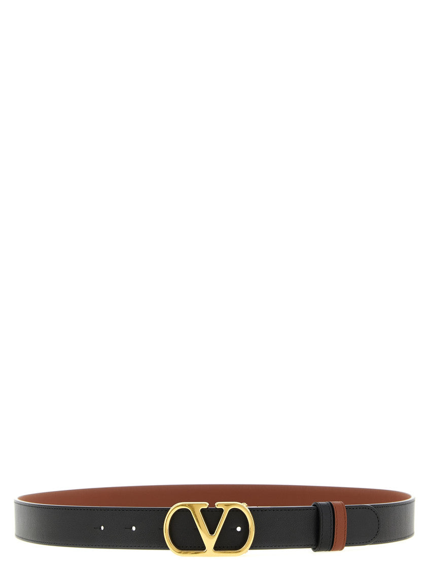 Black Reversible VLogo Solid Belt 1