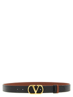 Black Reversible VLogo Solid Belt 1