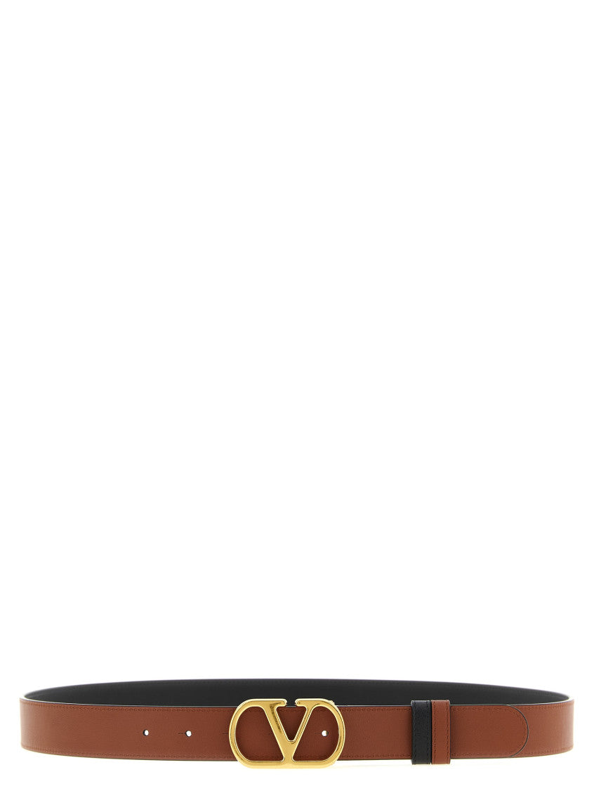 Black Reversible VLogo Solid Belt 2