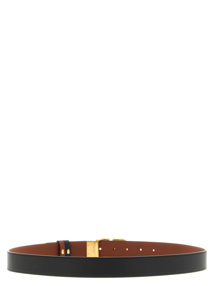Black Reversible VLogo Solid Belt 3