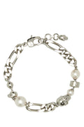 Silver Skull and Pearl Bracelet 1