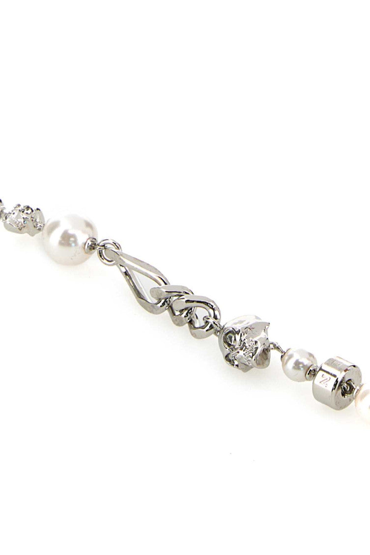 Silver Skull and Pearl Bracelet 2