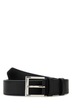 Black Logo Buckle Textured Belt 1
