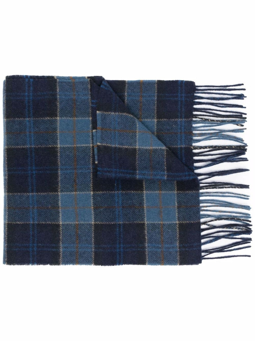 Navy Blue Tartan Pattern Scarf 1