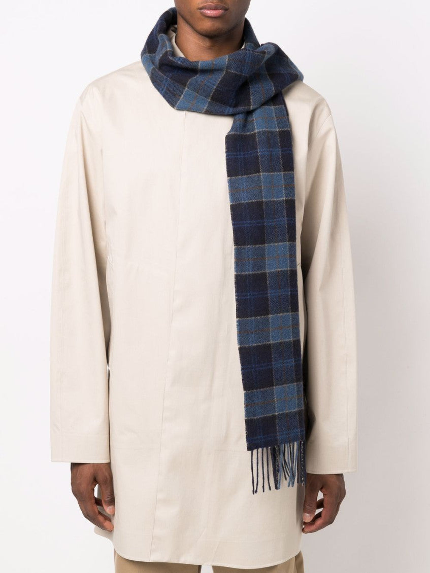 Navy Blue Tartan Pattern Scarf 2