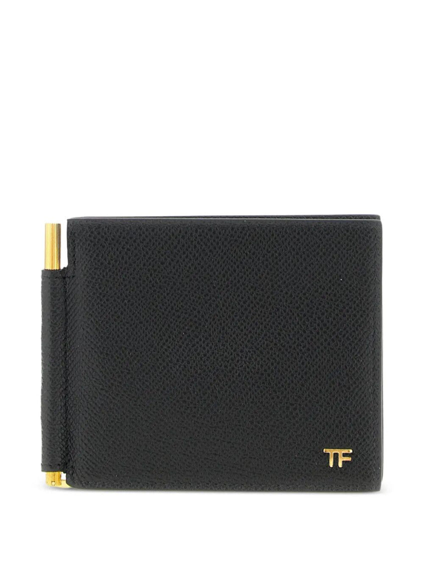 Black Logo Textured Wallet 1