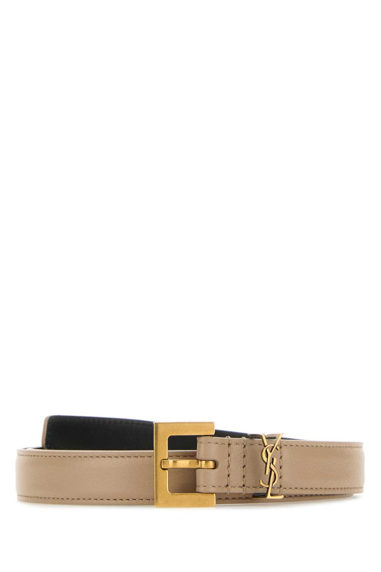 Dark Beige Logo Buckle Belt 1