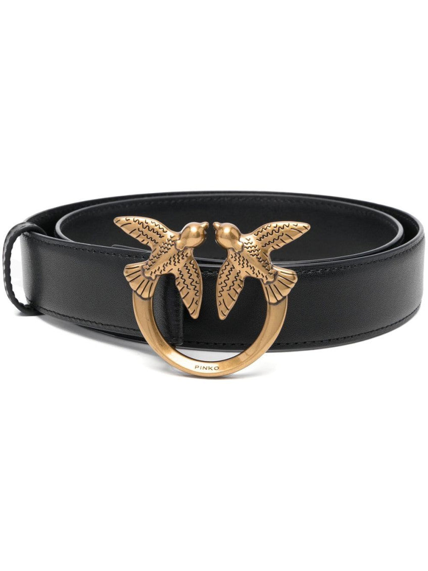 Black Golden Logo Buckle Belt 1