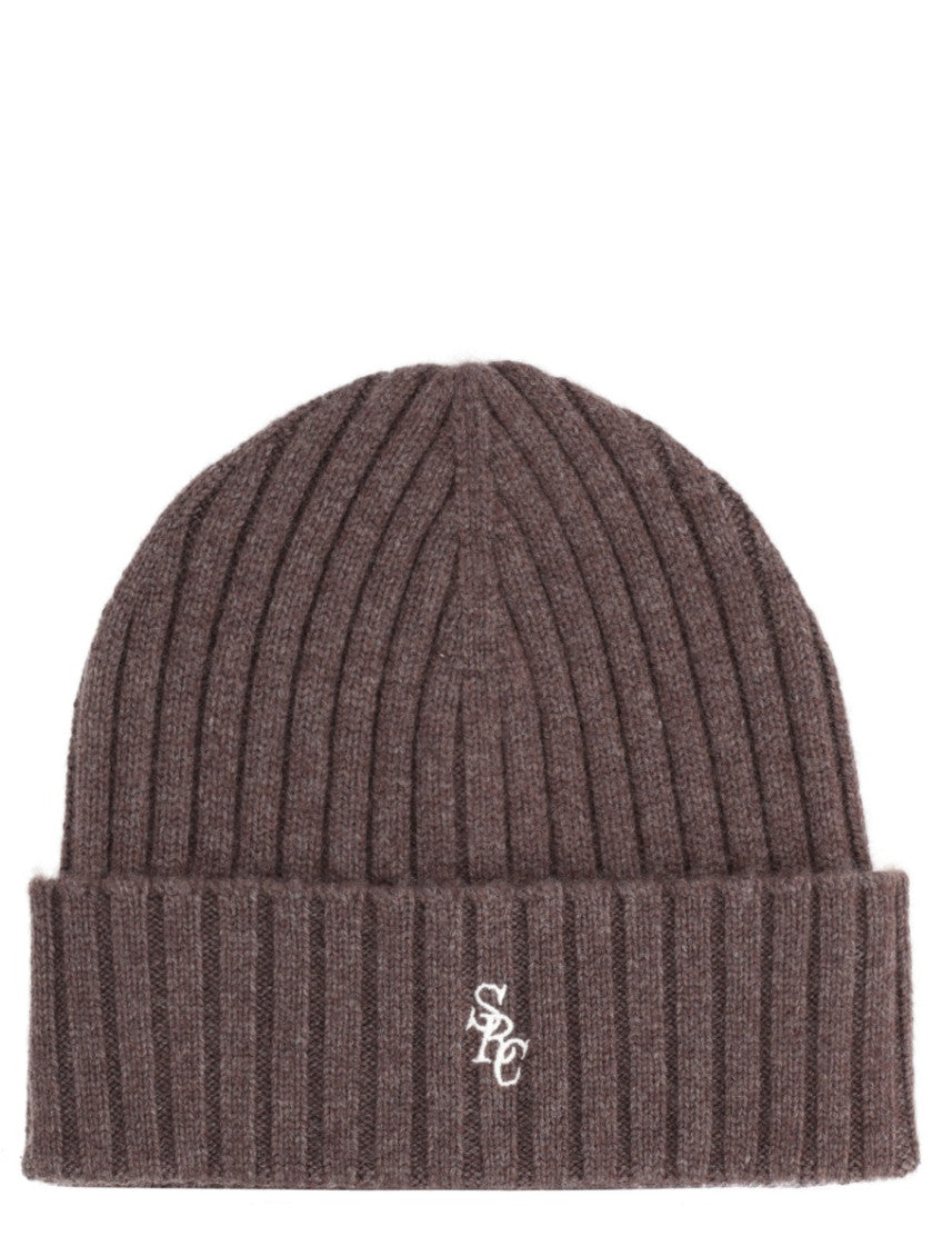 Brown Logo Ribbed Beanie 1