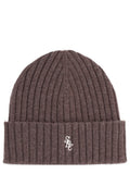 Brown Logo Ribbed Beanie 1