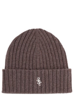 Brown Logo Ribbed Beanie 1