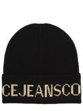 Black Ribbed  Logo Beanie 1