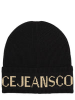 Black Ribbed  Logo Beanie 1