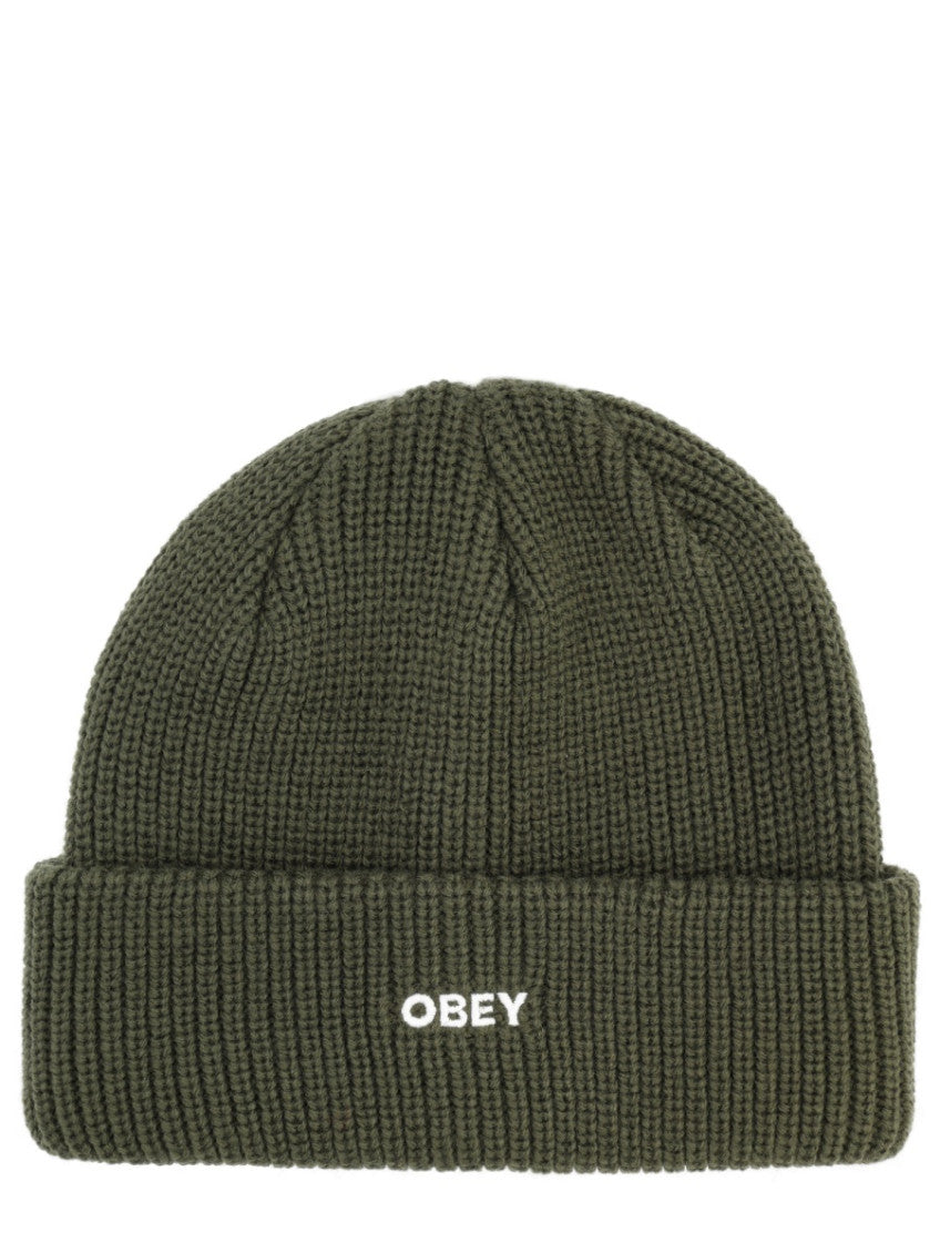 Olive Green Logo Knitted Beanie Hat 1