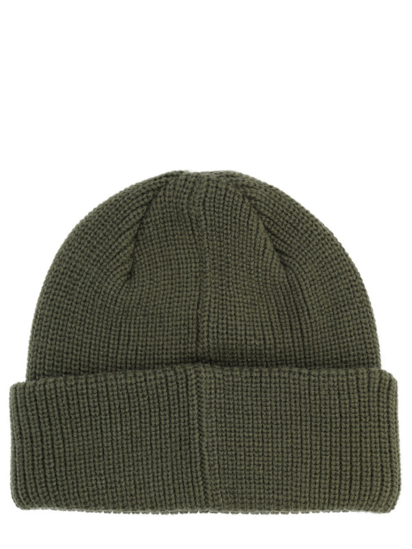 Olive Green Logo Knitted Beanie Hat 2