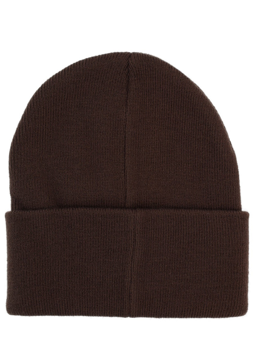 Dark Brown Logo Knitted Beanie Hat 2