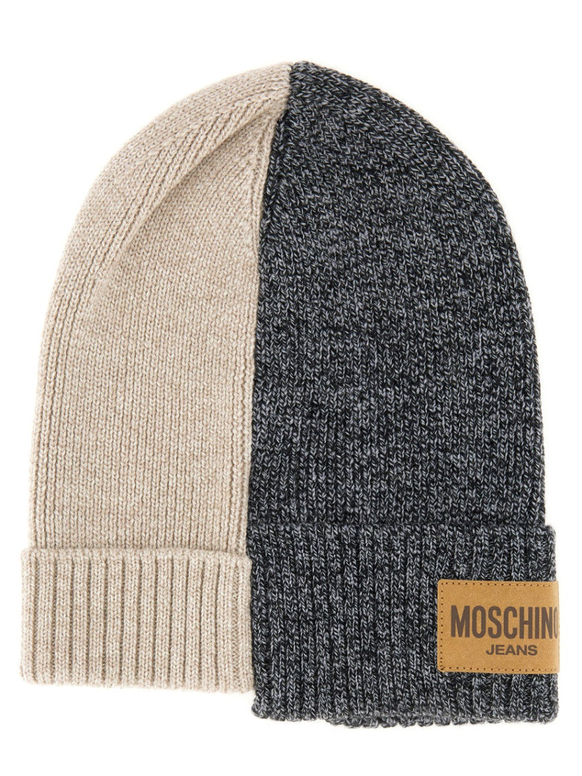 Grey Logo Colorblock Beanie Hat 1