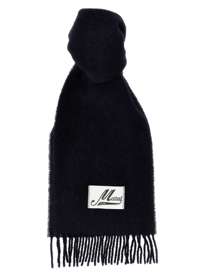 Navy Blue Logo Patch Scarf 1