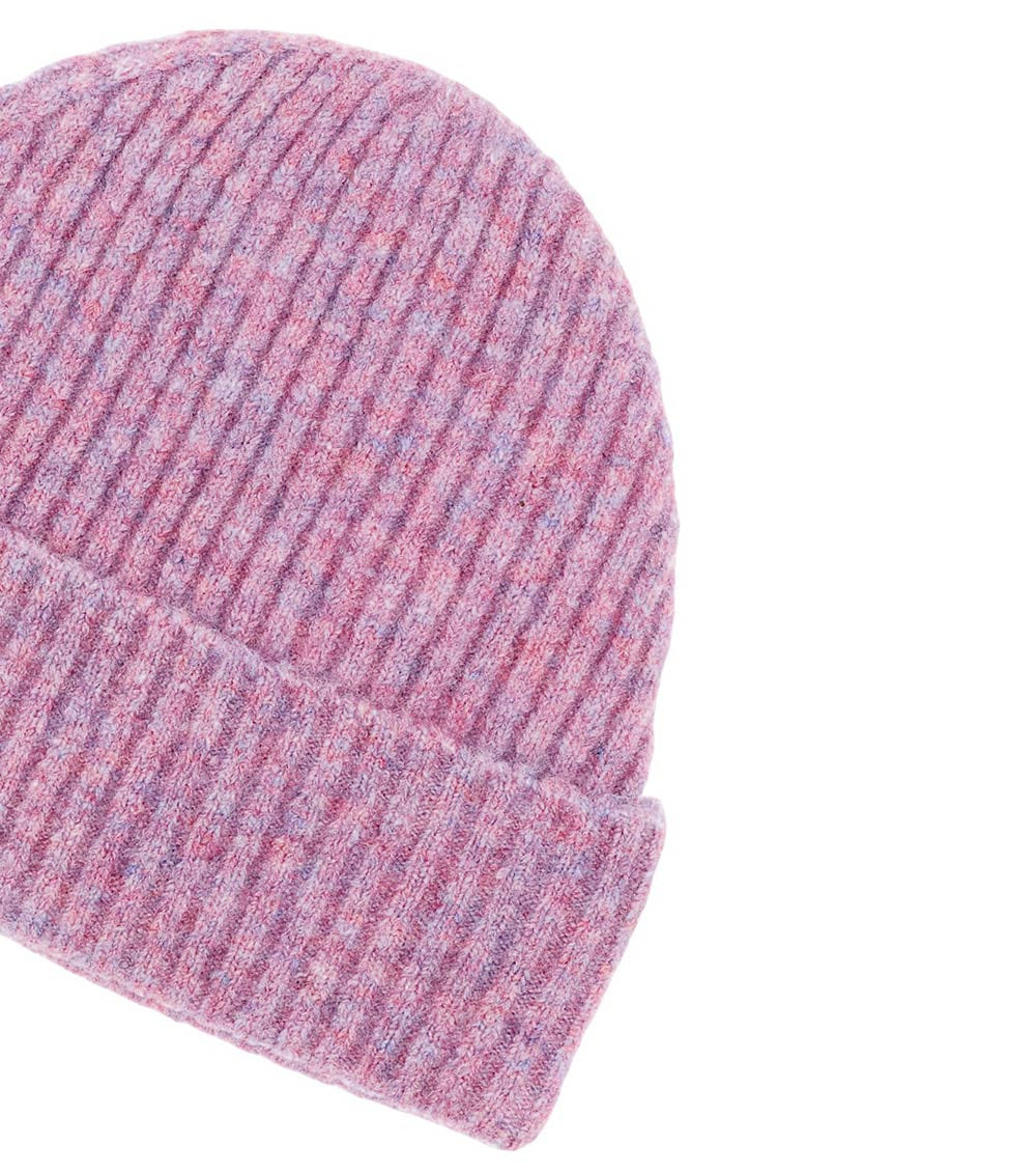 Pink Ribbed Knitted Beanie Cap 2
