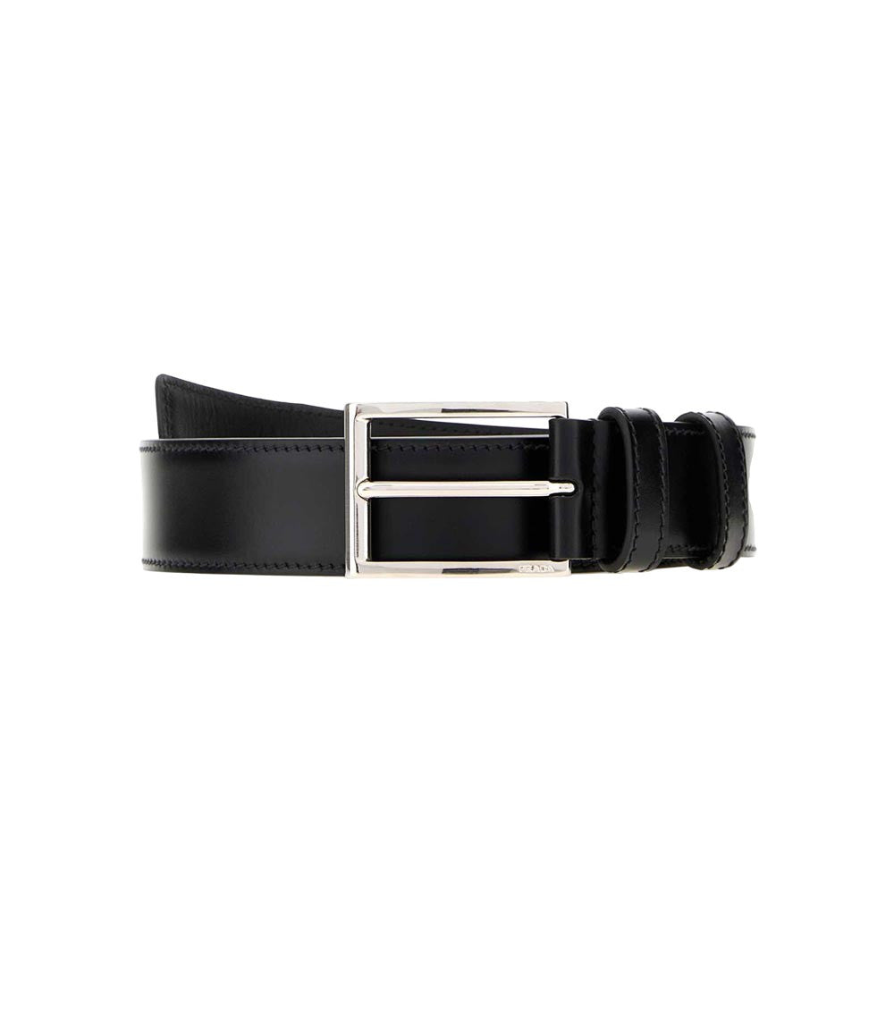 Black Solid Buckle Belt 1