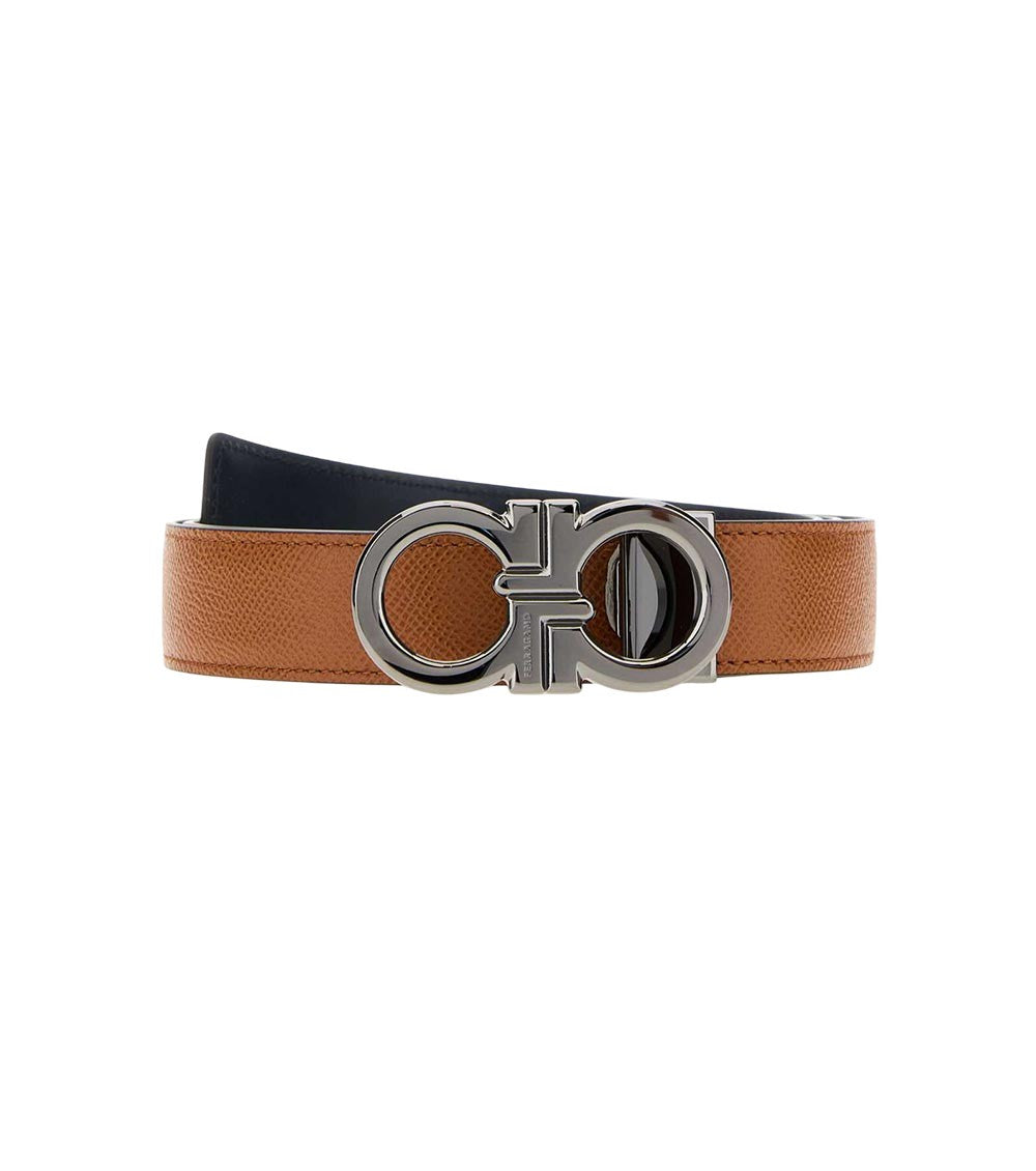 Brown Black Solid Reversible Belt 1