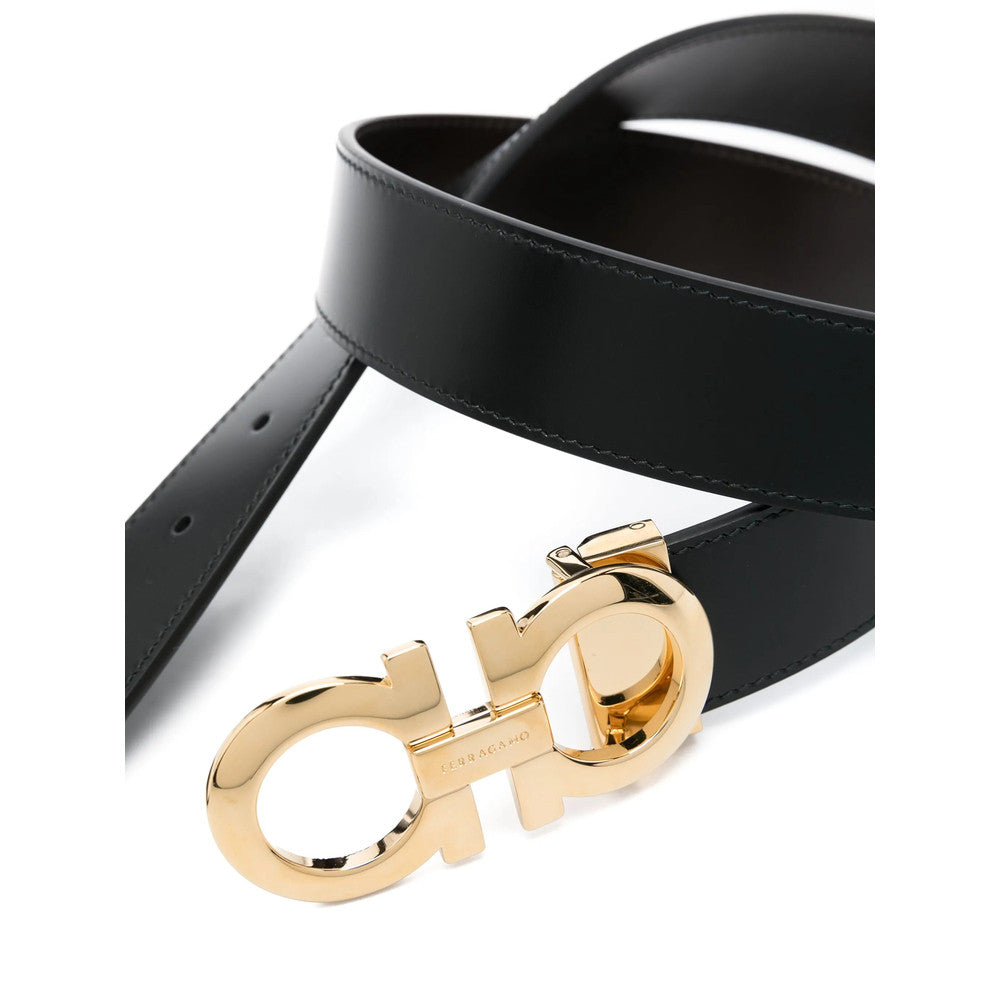 Black Gancini Solid Reversible Belt 2